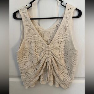 Jessica Simpson Crochet Cream Sleeveless Crop Top M